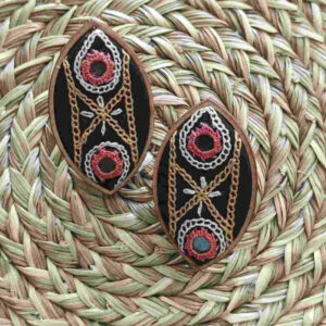 Pink Hand Embroidered Studs