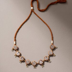 Brocade Festive Upcycled Fabric and Wood Adjustable Choker Necklace